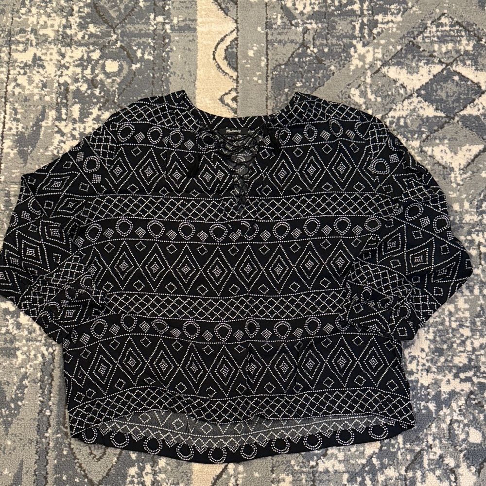 Madewell Black and White Geometric Blouse